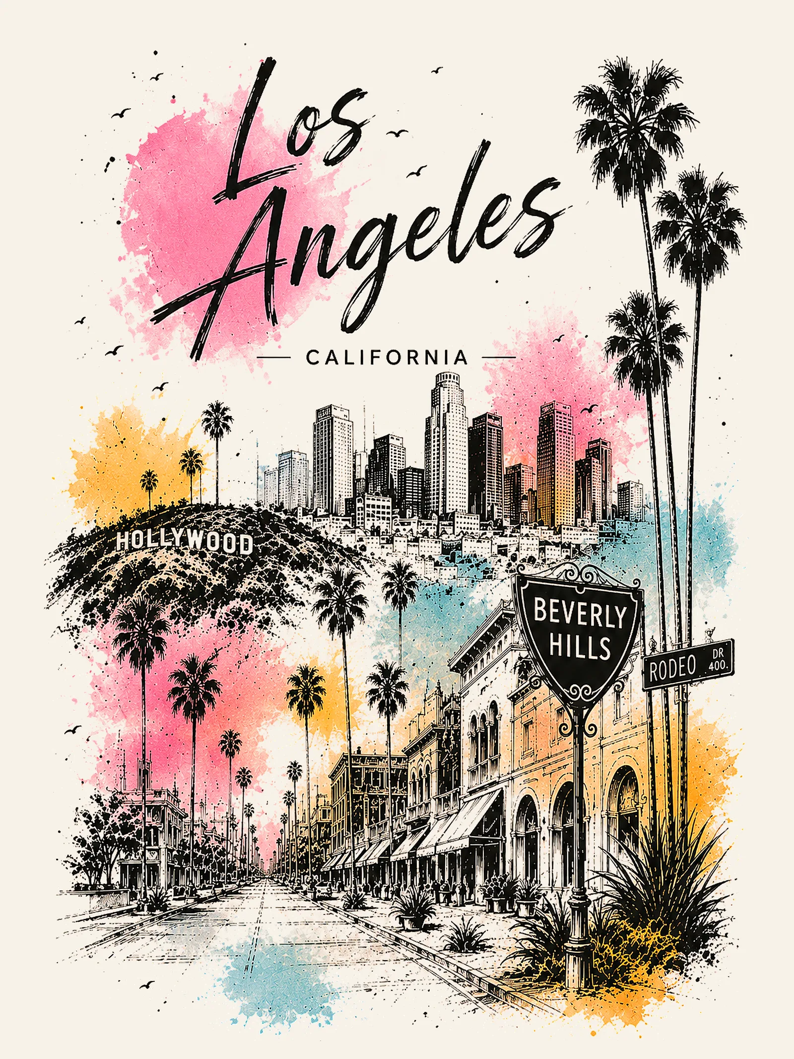 Los Angeles illustration, Vibrant collection