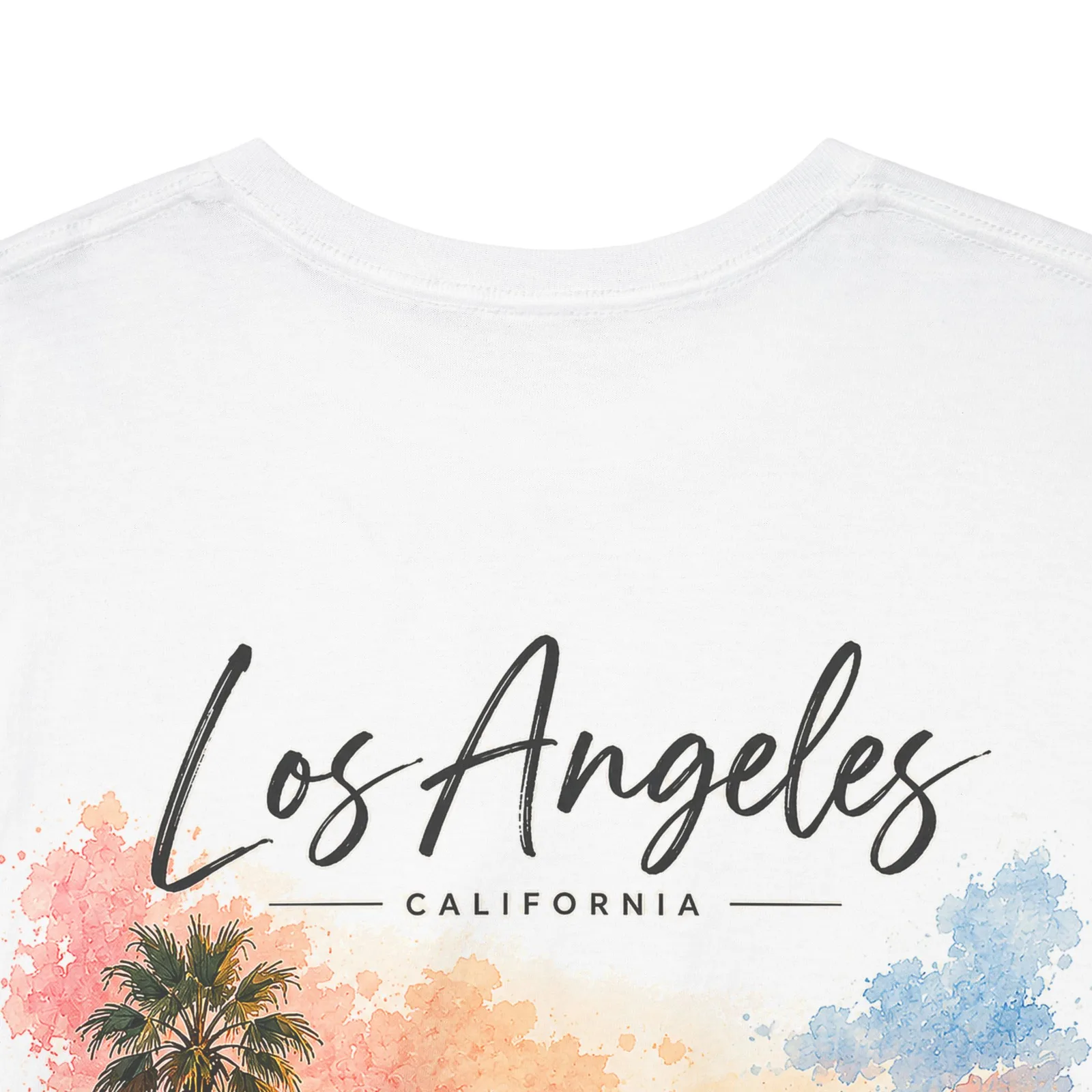 Close-up of the Los Angeles Golden Hour print, just below the collar
