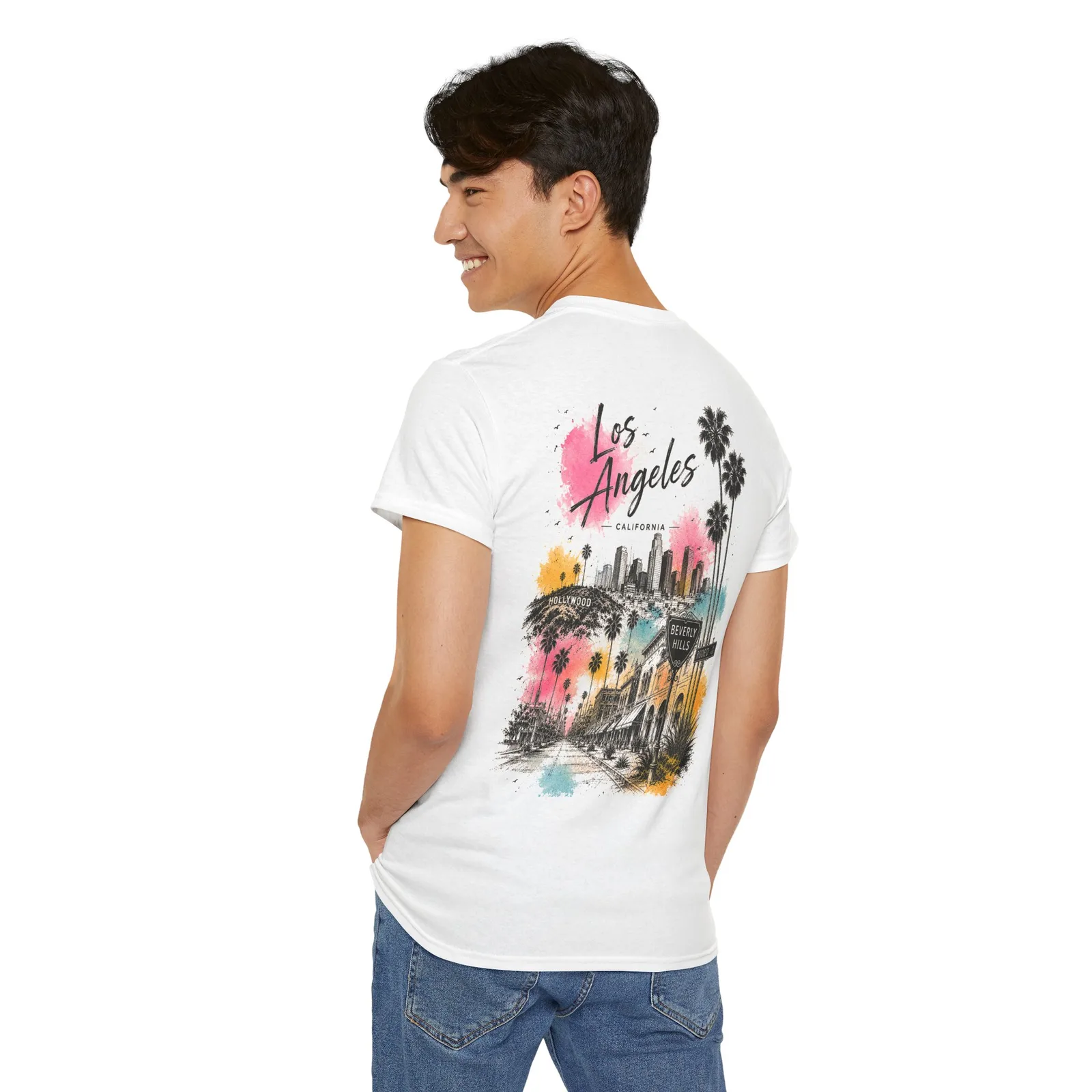 Los Angeles Vibrant T-shirt, worn, seen from the back