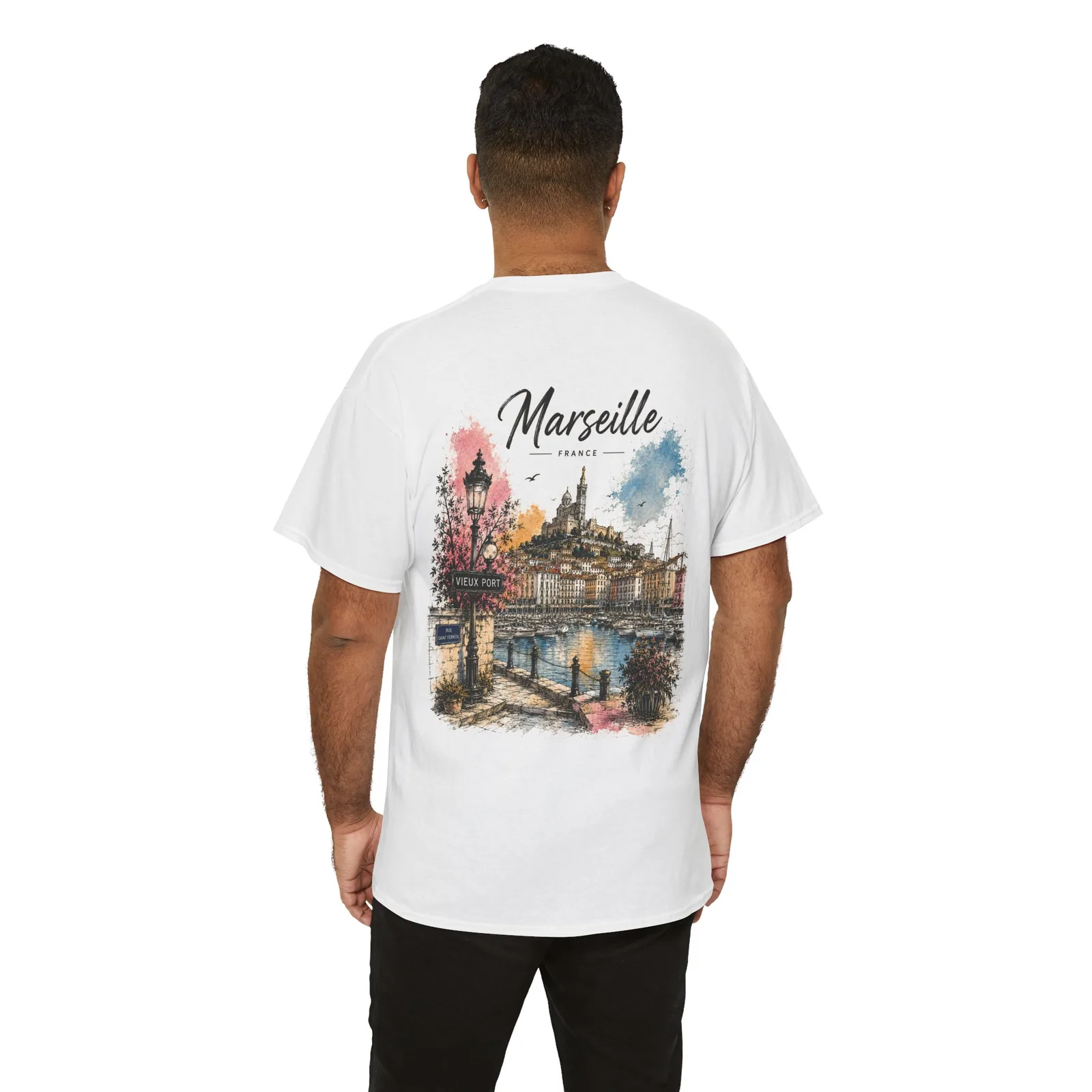 Marseille Vibrant T-shirt, worn, seen from the back
