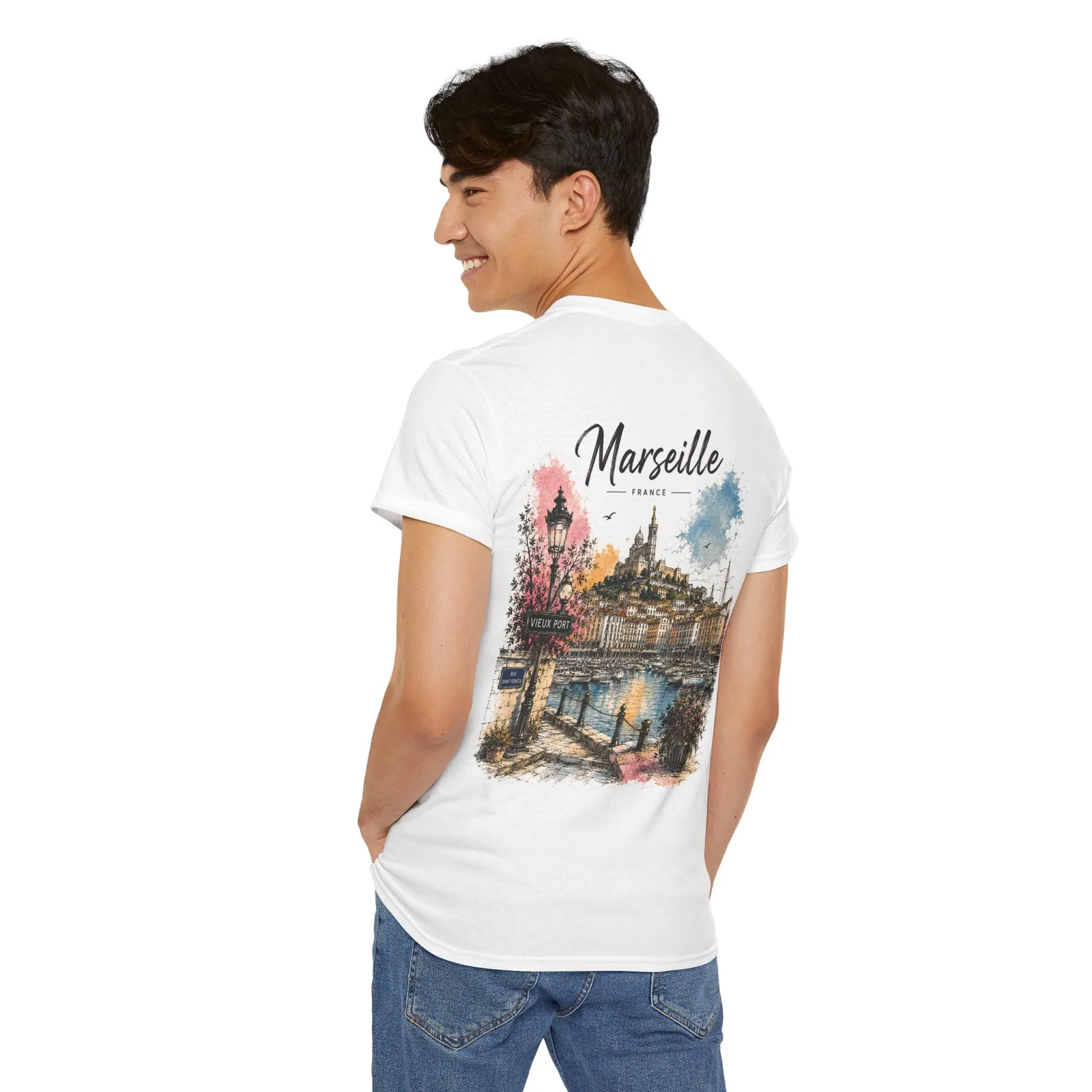 Marseille Vibrant T-shirt, worn, seen from the back