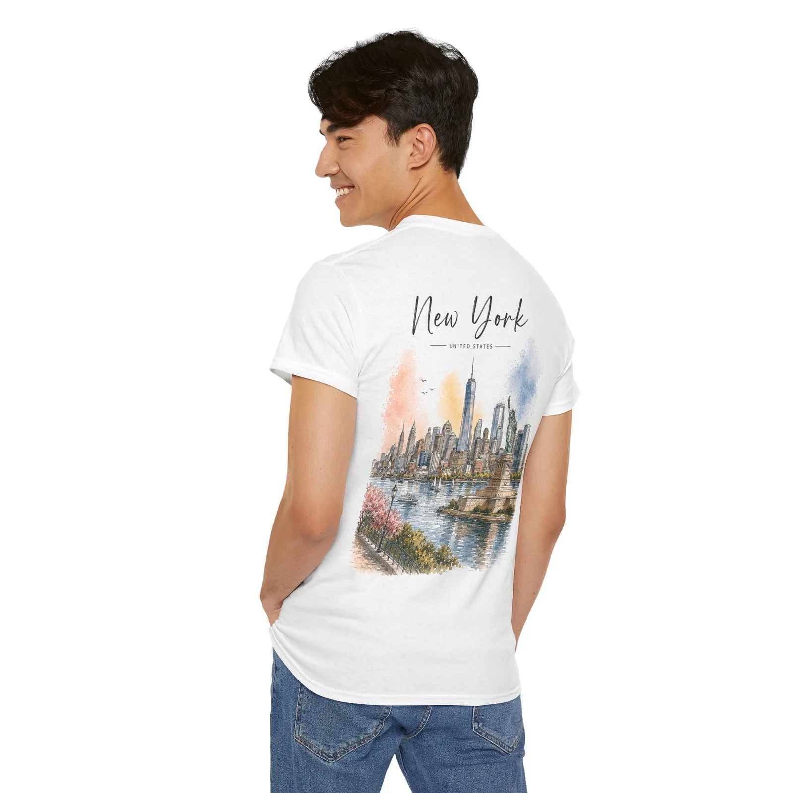 New York Golden Hour T-shirt, worn, seen from the back