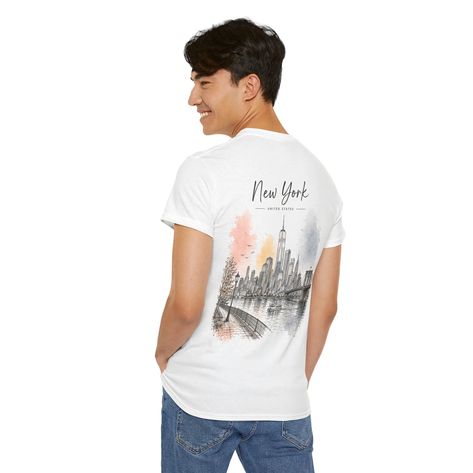New York Minimalist T-shirt, worn, seen from the back