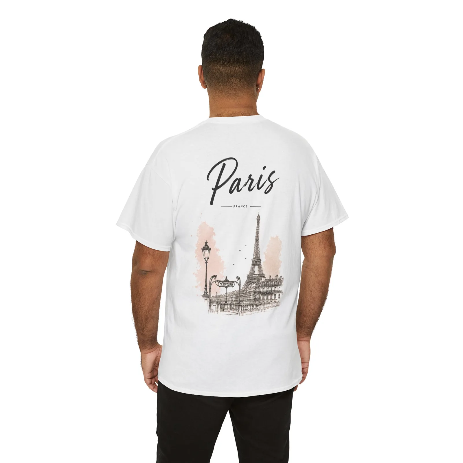 Paris Minimalist T-shirt, worn, seen from the back